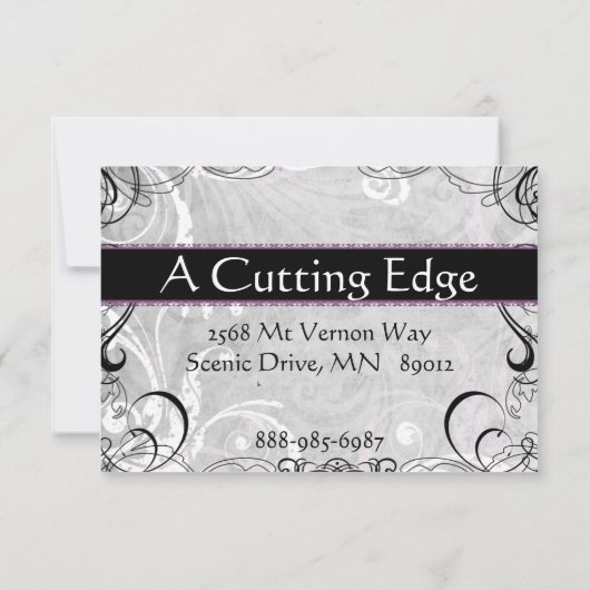 Upscale Swirls en Fluers Salon Gift Kaart (Achterkant)