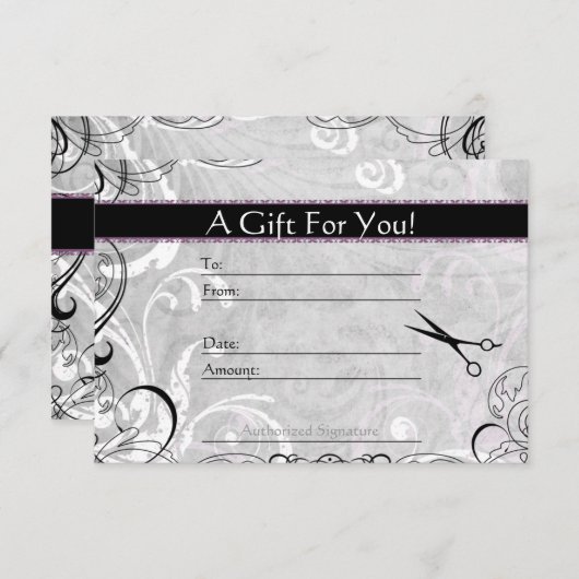 Upscale Swirls en Fluers Salon Gift Kaart (Voorkant / Achterkant)