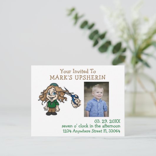 Upsherin Briefkaart Invitation (Staand voorkant)