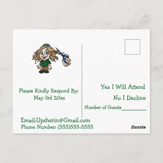 Upsherin Briefkaart Invitation (Achterkant)