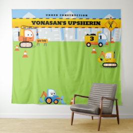Upsherin gepersonaliseerde Schattigee bouwachtergr Wandkleed