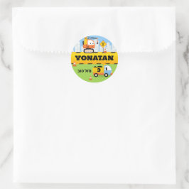 Upsherin gepersonaliseerde Schattigee constructie Ronde Sticker
