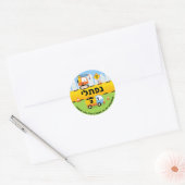 Upsherin HEBREEUWS Naam Schattige Bouw Ronde Sticker (Envelop)