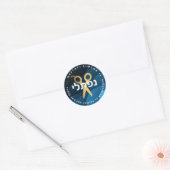 Upsherin HEBREW gepersonaliseerde schaar blauwe go Ronde Sticker (Envelop)