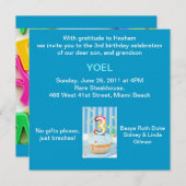 Upsherin Invitation - Blue Cupcake - Aleph Bais Kaart (Voorkant / Achterkant)