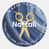 Upsherin Personalized Scissors Ronde Sticker (Voorkant)