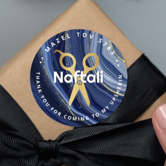 Upsherin Personalized Scissors Ronde Sticker