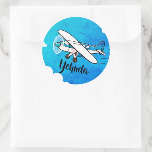 Upsherin-sticker van vliegtuig ronde sticker (Tas)