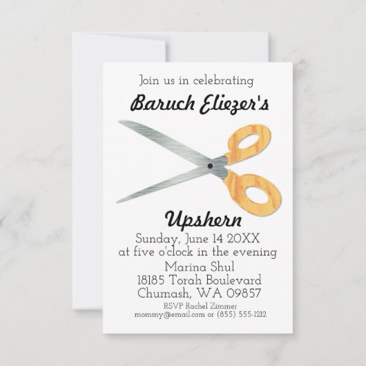 Upshern Uitnodigingen Upshernish Uitnodiging Upshe (Achterkant)