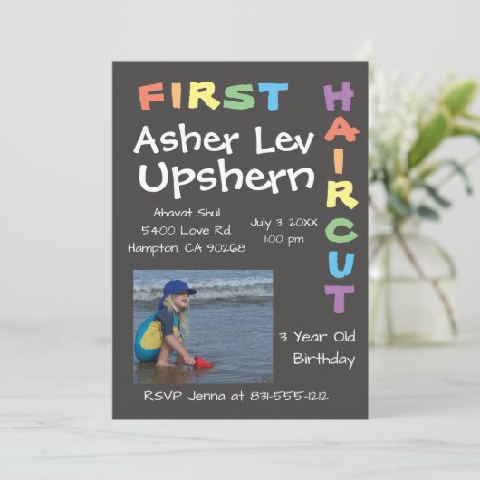 Upshern Upshernish Rainbow Upsherin Uitnodiging (Staand voorkant)