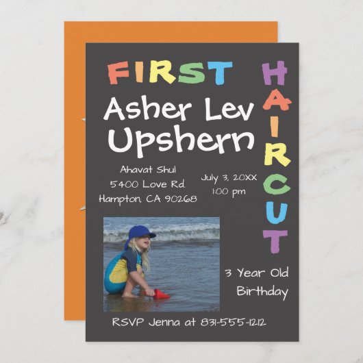 Upshern Upshernish Rainbow Upsherin Uitnodiging (Voorkant / Achterkant)