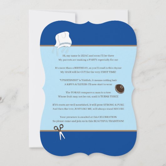 Upshernish of Upsherin First Hair Cut Celebration Kaart (Achterkant)