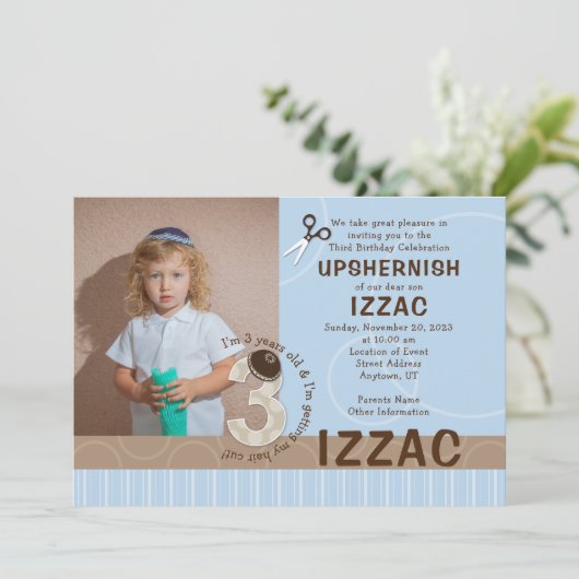 Upshernish of Upshern Uitnodiging (Staand voorkant)