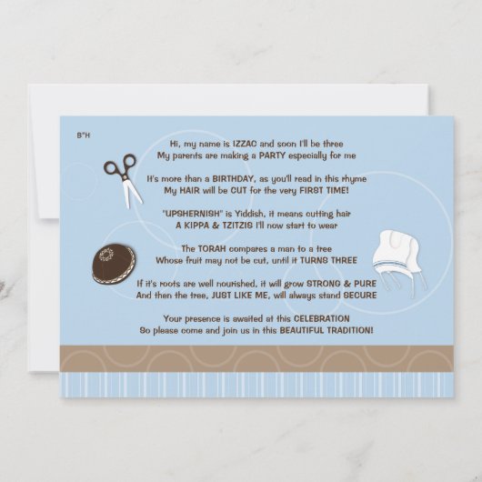 Upshernish of Upshern Uitnodiging (Achterkant)