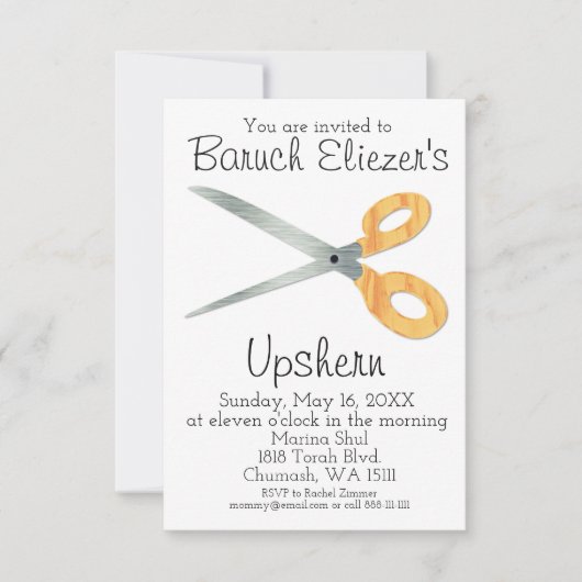 Upshernish Uitnodiging Upshern Upsherin Uitnodigin (Voorkant)