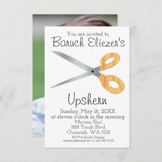 Upshernish Uitnodiging Upshern Upsherin Uitnodigin (Voorkant / Achterkant)
