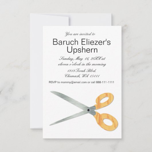 Upshernish Uitnodiging Upshern Upsherin Uitnodigin (Voorkant)