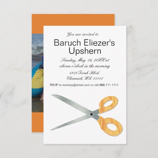 Upshernish Uitnodiging Upshern Upsherin Uitnodigin (Voorkant / Achterkant)