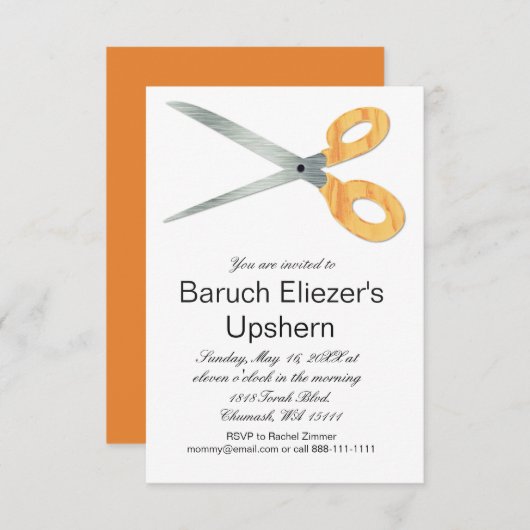 Upshernish Uitnodiging Upshern Upsherin Uitnodigin (Voorkant / Achterkant)