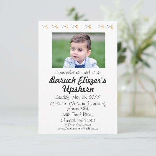 Upshernish Uitnodiging Upshern Upsherin Uitnodigin (Staand voorkant)