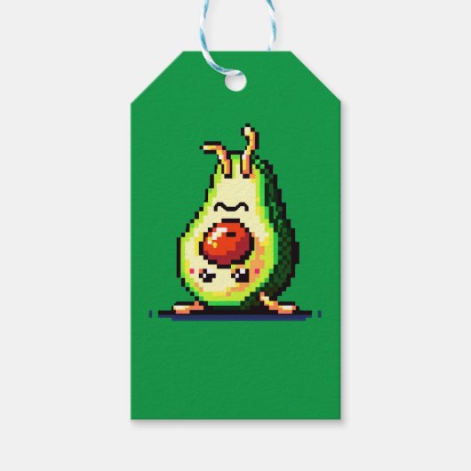 Upside-down avocado - Grappig Pixel Art Food Desig Cadeaulabel (Voorkant)