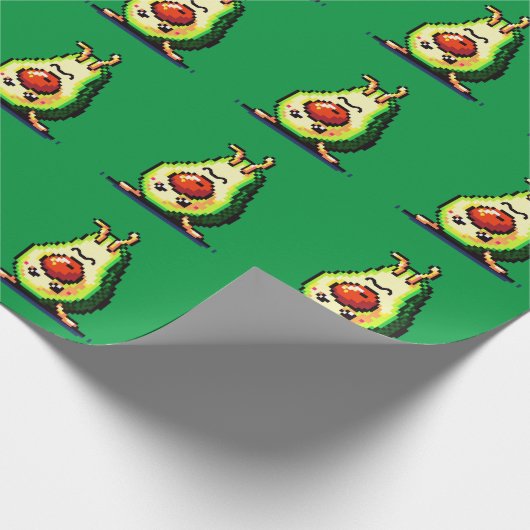 Upside-down avocado - Grappig Pixel Art Food Desig Cadeaupapier (Hoek)