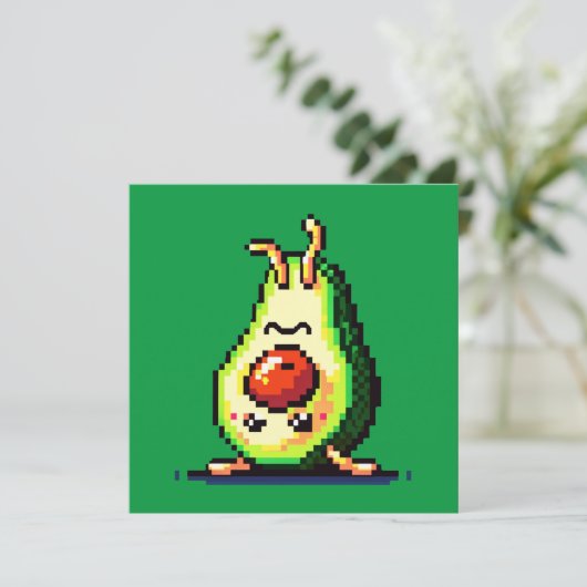 Upside-down avocado - Grappig Pixel Art Food Desig Kaart (Staand voorkant)