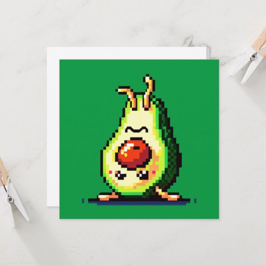 Upside-down avocado - Grappig Pixel Art Food Desig Kaart (Voorkant / Achterkant in situ)