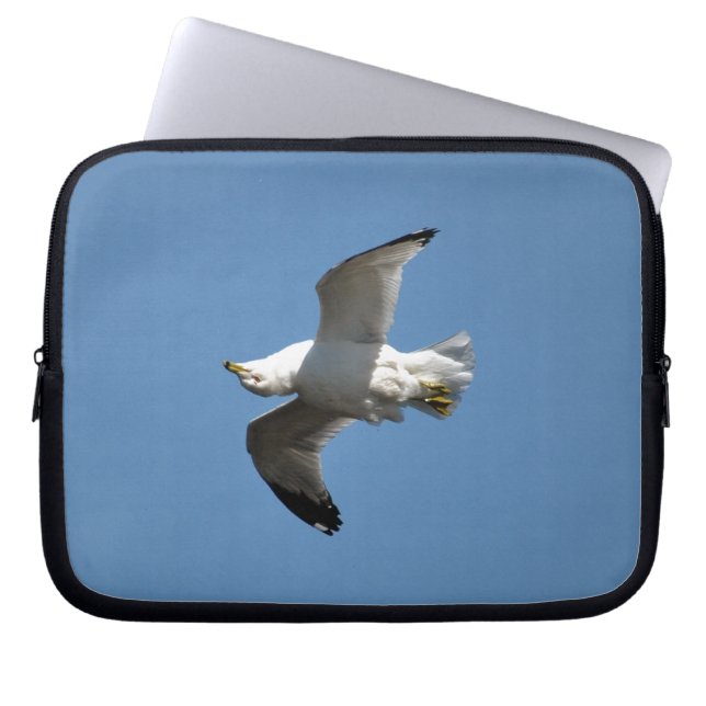 Upside-down Flying Gull Wildlife Collectie Laptop Sleeve (Voorkant)
