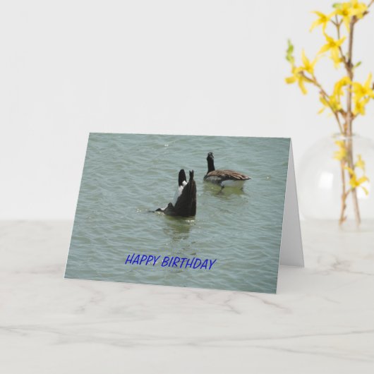 Upside Down Goose, Verjaardag Kaart (Gele Bloem)