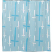 upside down inverted cross pastel blue douchegordijn (Voorkant)