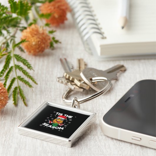 Upside Down Pineapple Santa Tis Season Christmas S Sleutelhanger (Zijkant)