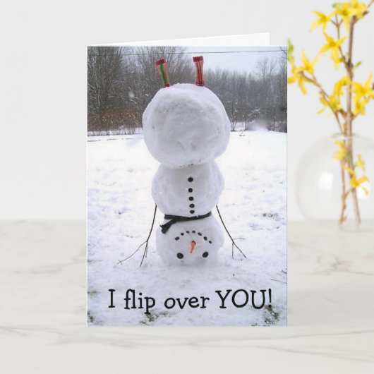 *UPSIDE DOWN SNOWMAN* FLIPS VOOR JE VERJAARDAG KAART (Gele Bloem)
