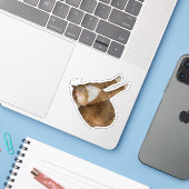 Upside-Down Sunshine Cat Sticker (Laptop met iPhone)