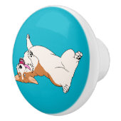 Upside Laughing Corgi Cartoon Keramische Knop (Rechts)
