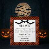 Uptown Glam Bats Halloween Party Invite Kaart