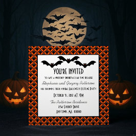 Uptown Glam Bats Halloween Party Invite Kaart