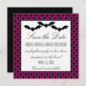 Uptown Glam Bats Halloween Save the Date Invite (Voorkant / Achterkant)