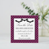 Uptown Glam Bats Halloween Save the Date Invite (Staand voorkant)