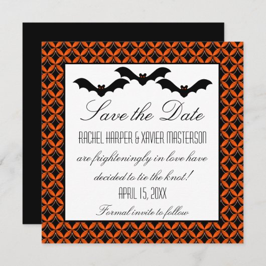 Uptown Glam Bats Halloween Save the Date Invite (Voorkant / Achterkant)