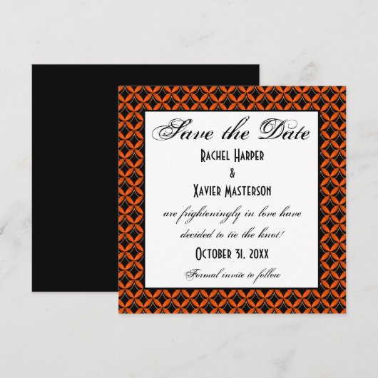 Uptown Glam Halloween Save the Date Invite (Voorkant / Achterkant)