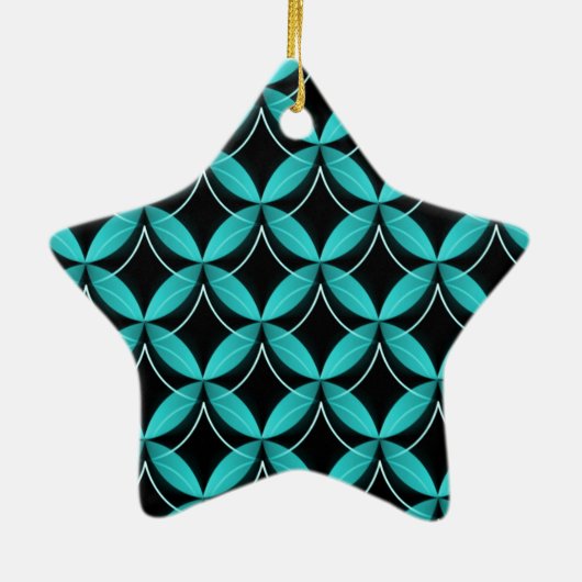 Uptown Glam Star Ornament, Turquoise Keramisch Ornament (Achterkant)