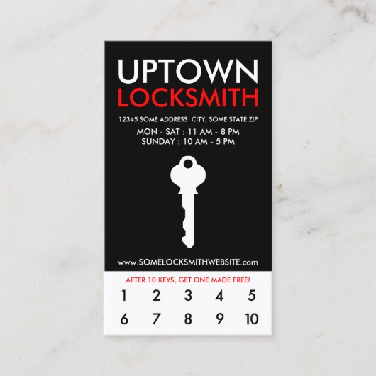 Uptown slotenmaker loyaliteit klantenkaartje (Voorkant)