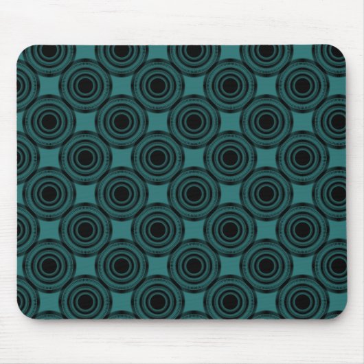 Uptown Trendy Circles Mousepad, Turquoise Muismat (Voorkant)