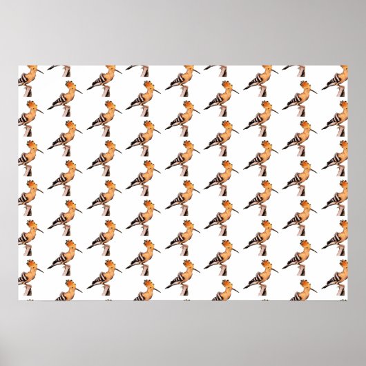 Upupa epops epops Tiled Pattern Poster (Voorkant)