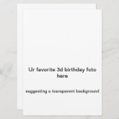 "Ur fav. 3d 'verjaardagsfoto's hier' Uitnodiging (Voorkant / Achterkant)