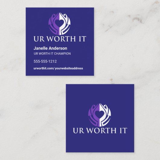 UR WORTH IT Reference Card Blue Square Aanbevelingskaartje (Voorkant / Achterkant)