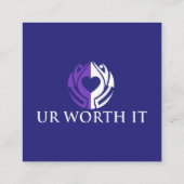 UR WORTH IT Reference Card Blue Square Aanbevelingskaartje (Achterkant)