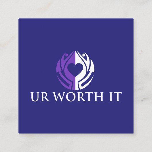 UR WORTH IT Reference Card Blue Square Aanbevelingskaartje (Achterkant)