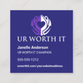 UR WORTH IT Reference Card Blue Square Aanbevelingskaartje (Voorkant)